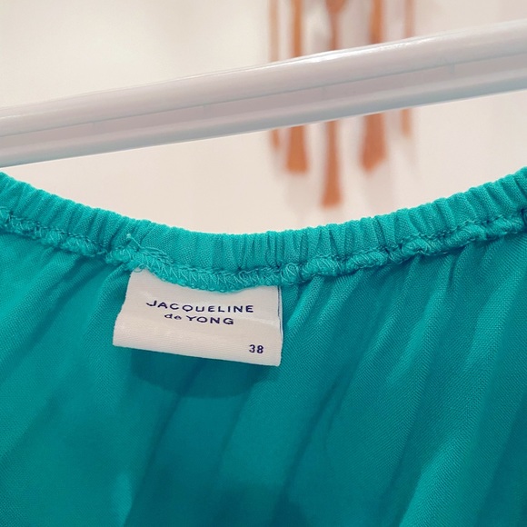 Turquoise Woman’s Off The Shoulder Shirt - Picture 3 of 3